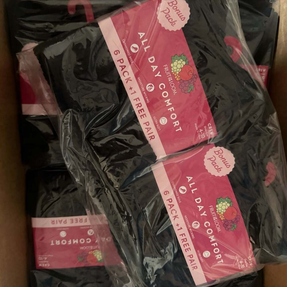 2 Packs of 7 | Fruit of the Loom | All Day Comfort Women's Crew Socks Black